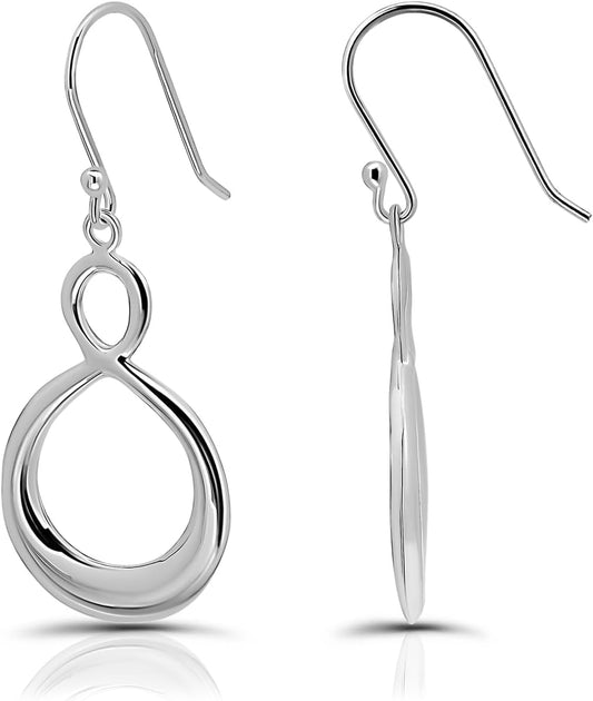 925 Sterling Silver Infinity Eternity 45Mm Figure Dangle Hook Earrings for Women, Silver, Yellow Rose, Gold